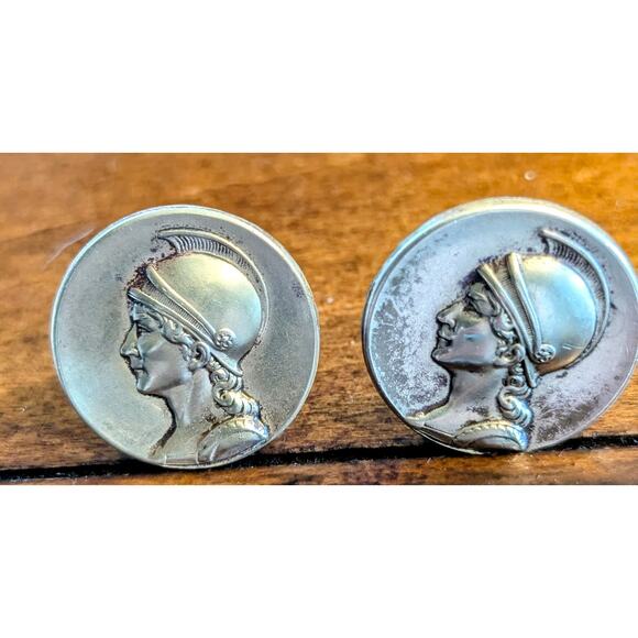Vintage Roman Centurion Soldier Brass Cuff Links - Picture 5 of 8